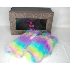 Betsey Johnson Women's Trolls Splash Faux Fur Slippers Size S  BJ